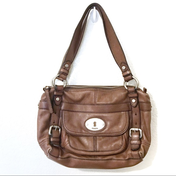 Fossil Handbags - Fossil | Genuine Leather Brown Shoulder Purse